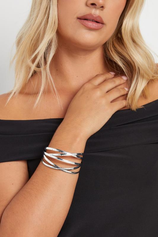 evans Yours Silver Tone Twisted Cuff Bracelet