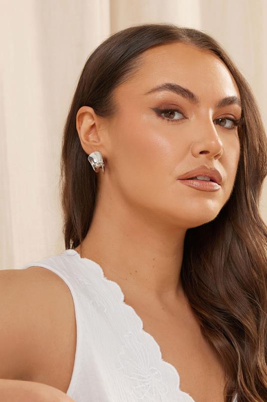 evans Yours Silver Tone Twisted Stud Earrings