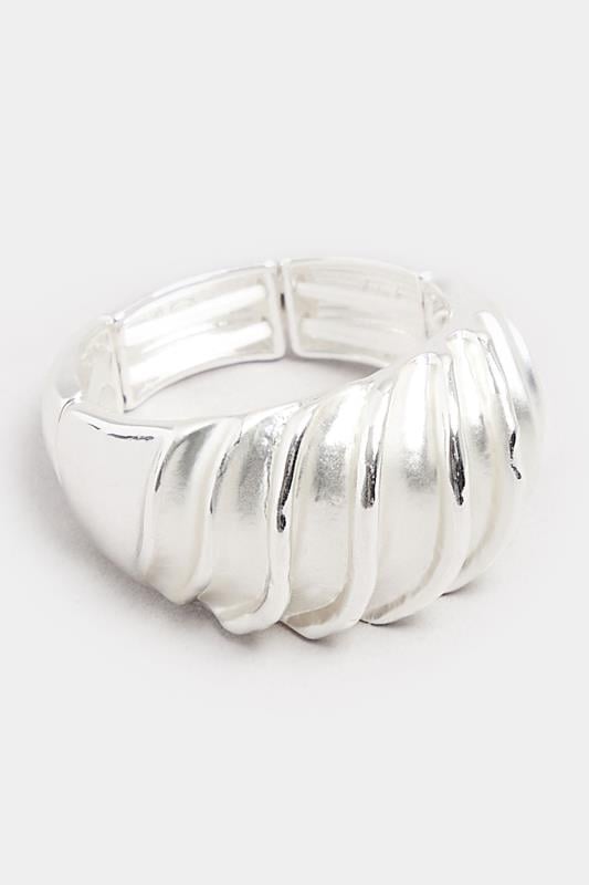 Evans Yours Silver Tone Wave Stretch Ring