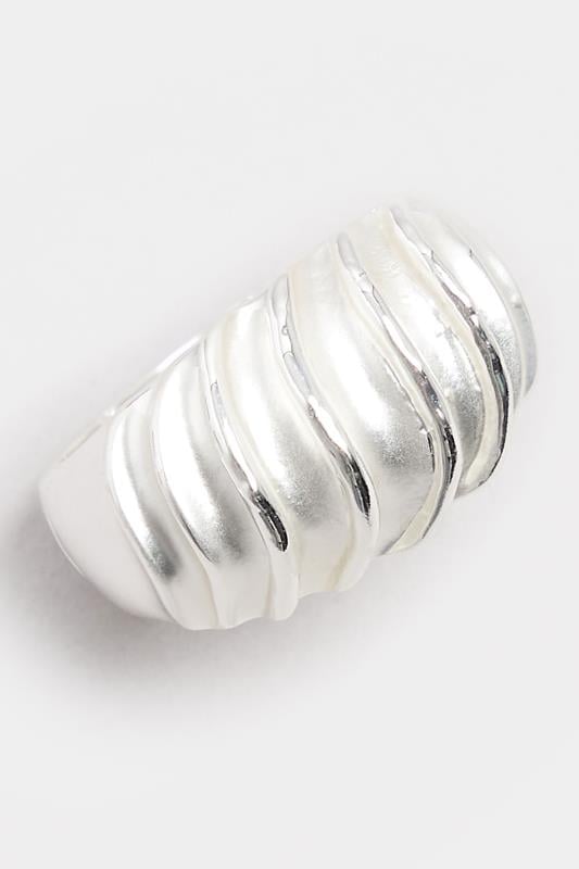 Evans Yours Silver Tone Wave Stretch Ring