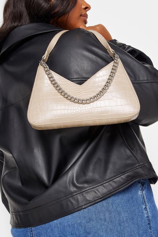 Evans Yours Stone Brown Chain Detail Shoulder Bag