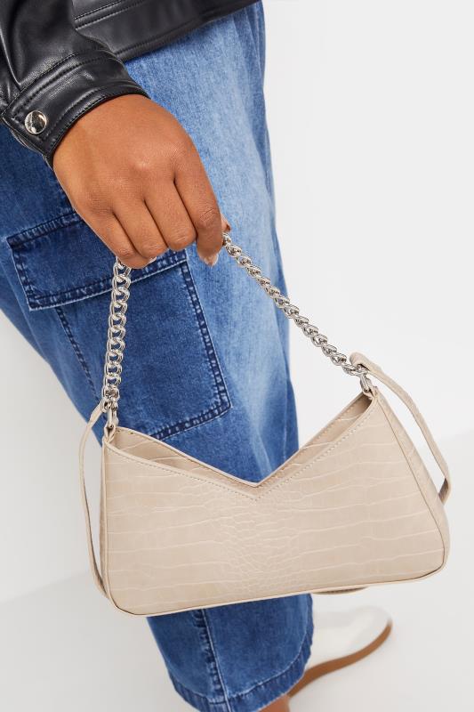 Evans Yours Stone Brown Chain Detail Shoulder Bag