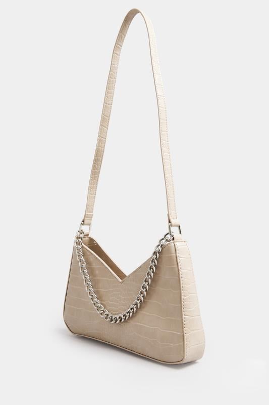 Evans Yours Stone Brown Chain Detail Shoulder Bag