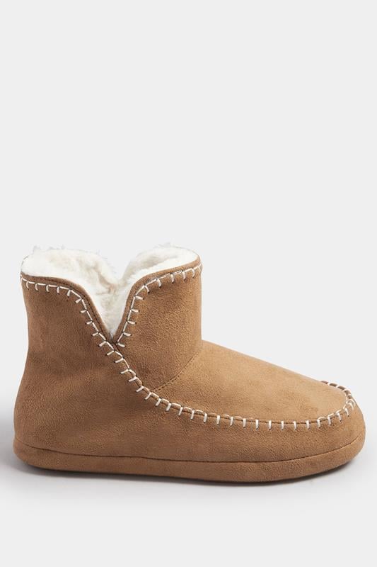Evans Yours Tan Brown Whipstitch Boot Slippers