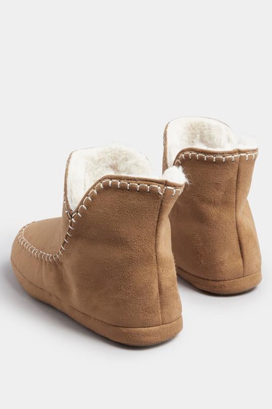 Evans Yours Tan Brown Whipstitch Boot Slippers