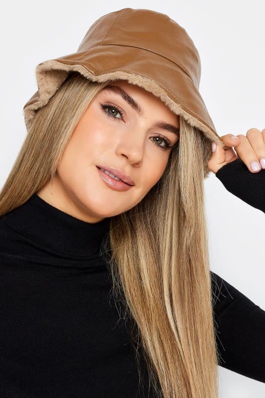 evans Yours Tan Faux Leather Bucket Hat
