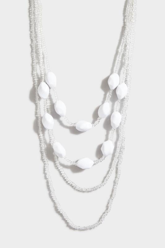 Evans Yours White Beaded Layered Necklace