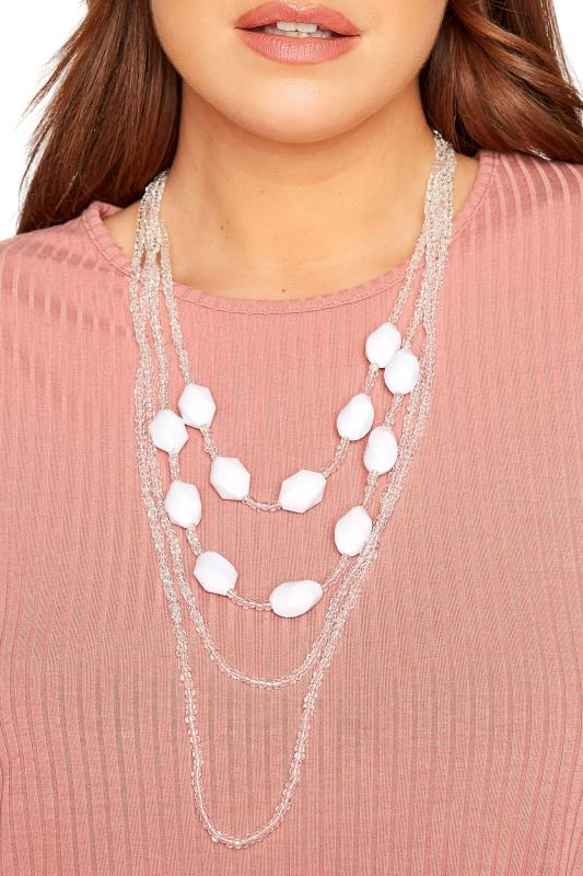 evans Yours White Beaded Layered Necklace