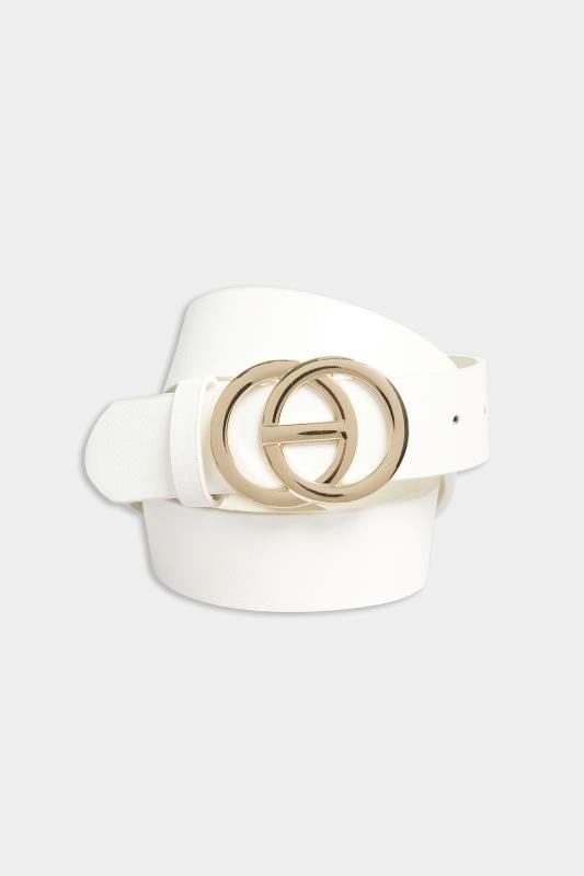 Evans Yours White Double Ring Faux Leather Belt