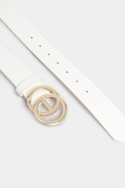 Evans Yours White Double Ring Faux Leather Belt