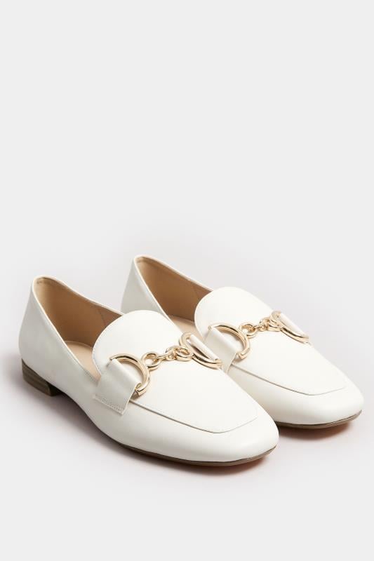 Evans Yours White Link Loafer In Wide E Fit