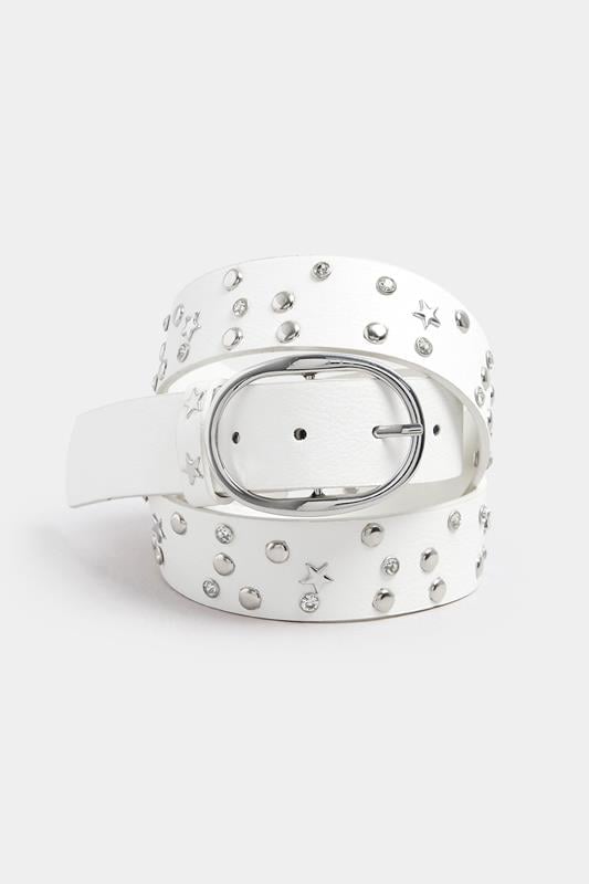 Evans Yours White Star Studded Diamante Belt