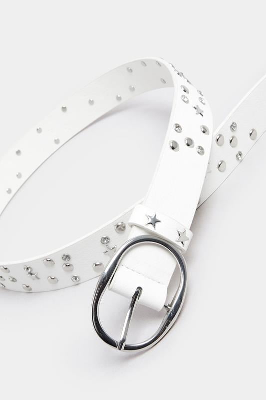 Evans Yours White Star Studded Diamante Belt