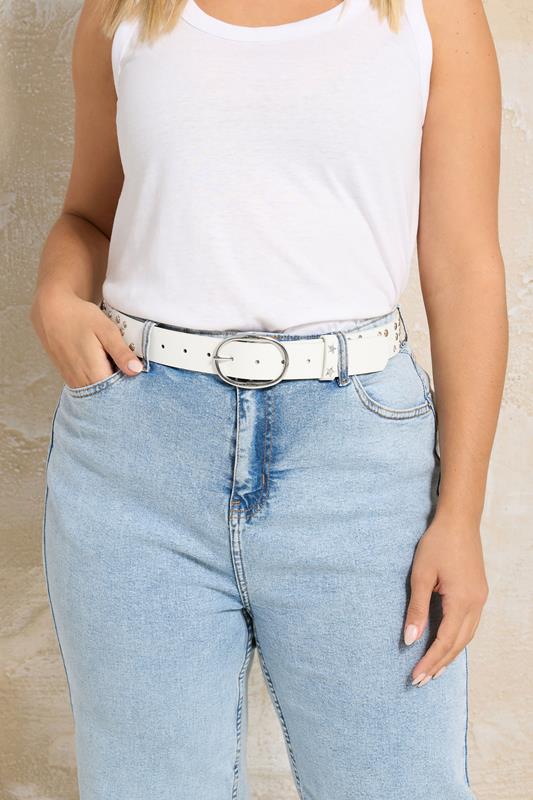 evans Yours White Star Studded Diamante Belt