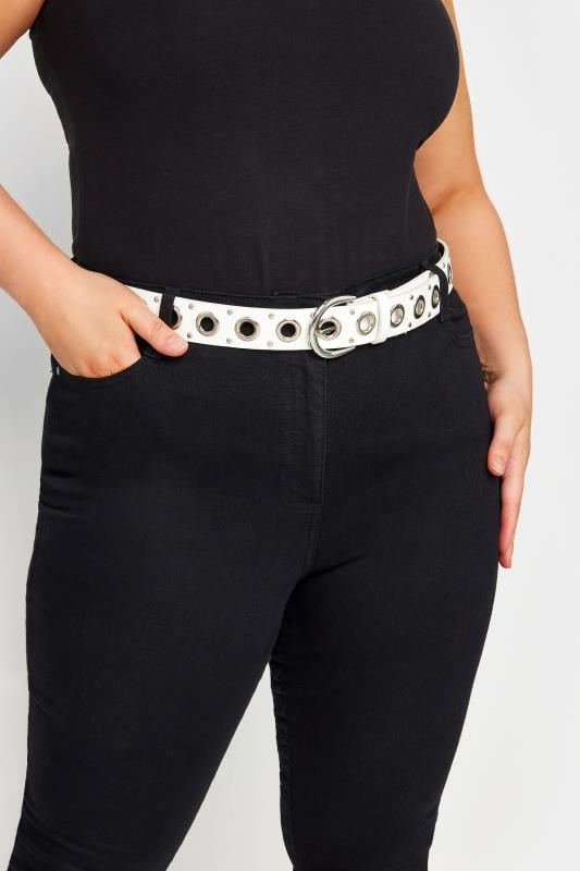 evans Yours White Studded Belt