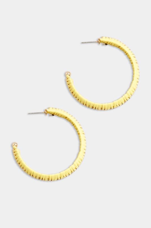 Evans Yours Yellow Raffia Hoop Earrings