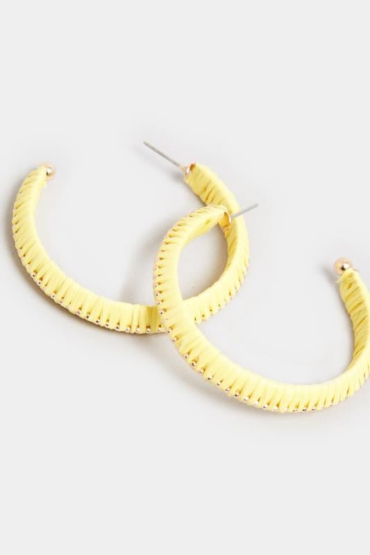 Evans Yours Yellow Raffia Hoop Earrings