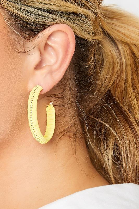 evans Yours Yellow Raffia Hoop Earrings