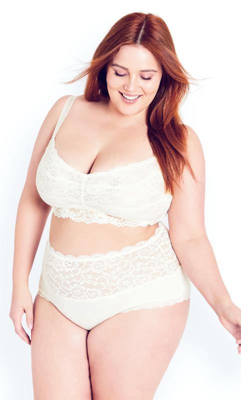 evans Hips & Curves Ivory Lace Full Coverage Bralette