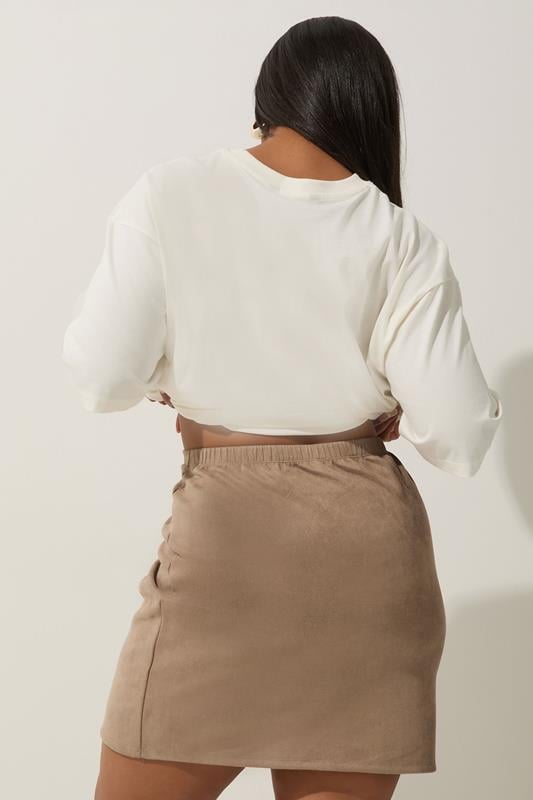 Evans LIMITED COLLECTION Curve Beige Brown Faux Suede Mini Skirt