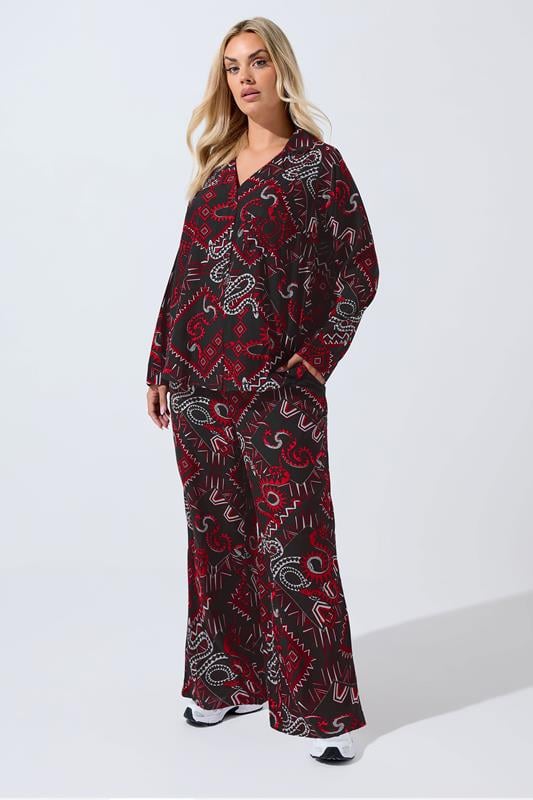 Evans LIMITED COLLECTION Curve Black Aztec Snake Wide Leg Trousers