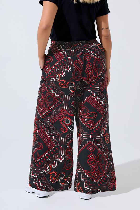 Evans LIMITED COLLECTION Curve Black Aztec Snake Wide Leg Trousers