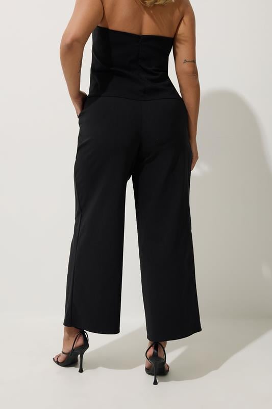Evans LIMITED COLLECTION Curve Black Bengaline Wide Leg Trousers