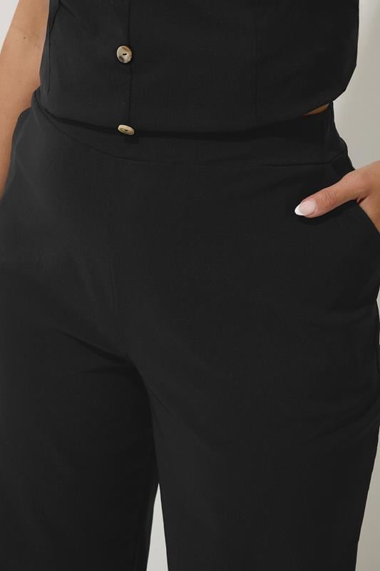 Evans LIMITED COLLECTION Curve Black Bengaline Wide Leg Trousers