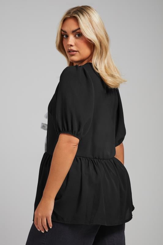 Evans LIMITED COLLECTION Curve Black Bow Tie Front Top