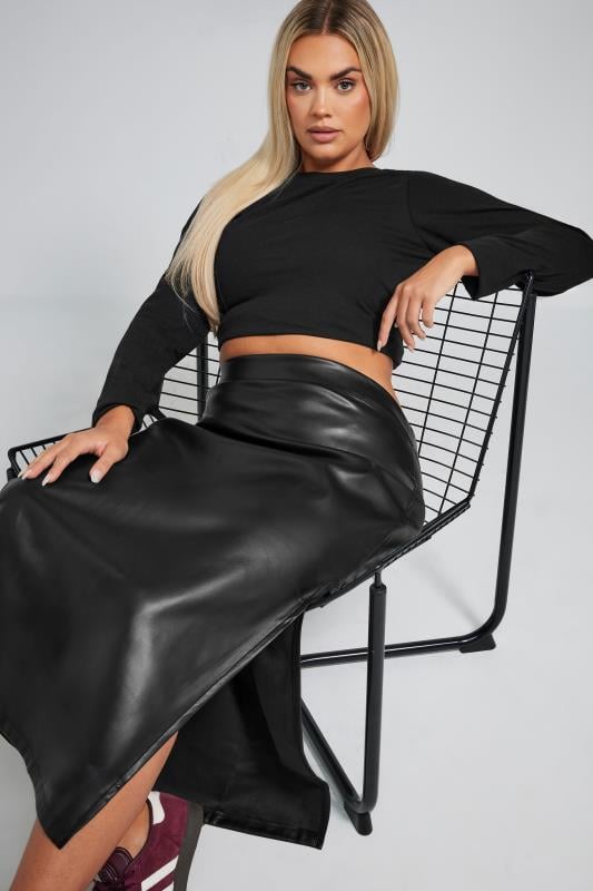 evans LIMITED COLLECTION Curve Black Faux Leather Maxi Skirt