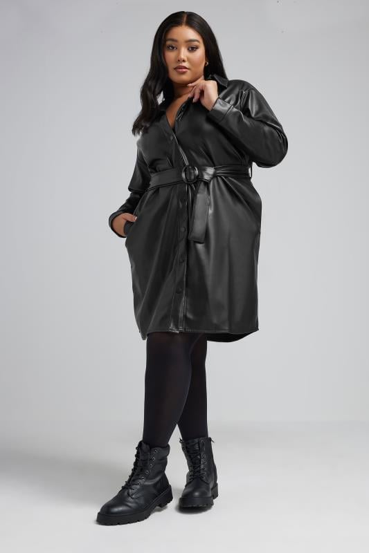 Evans LIMITED COLLECTION Curve Black Faux Leather Shirt Dress
