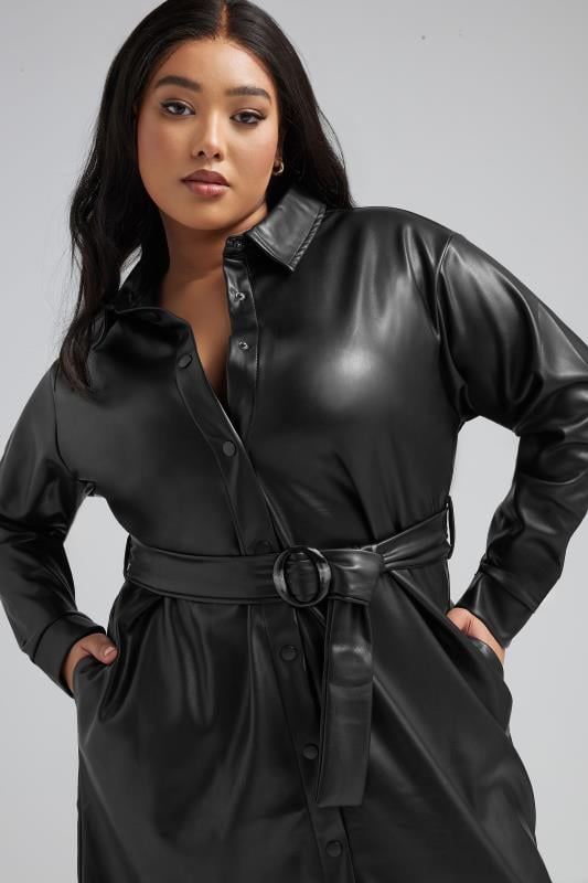Evans LIMITED COLLECTION Curve Black Faux Leather Shirt Dress