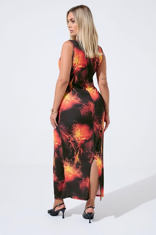 Evans LIMITED COLLECTION Curve Black Fire Print Maxi Dress