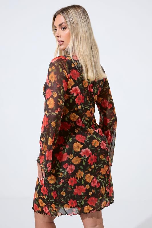 Evans LIMITED COLLECTION Curve Black Floral Mesh Mini Dress