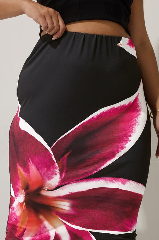 Evans LIMITED COLLECTION Curve Black Floral Print Maxi Skirt