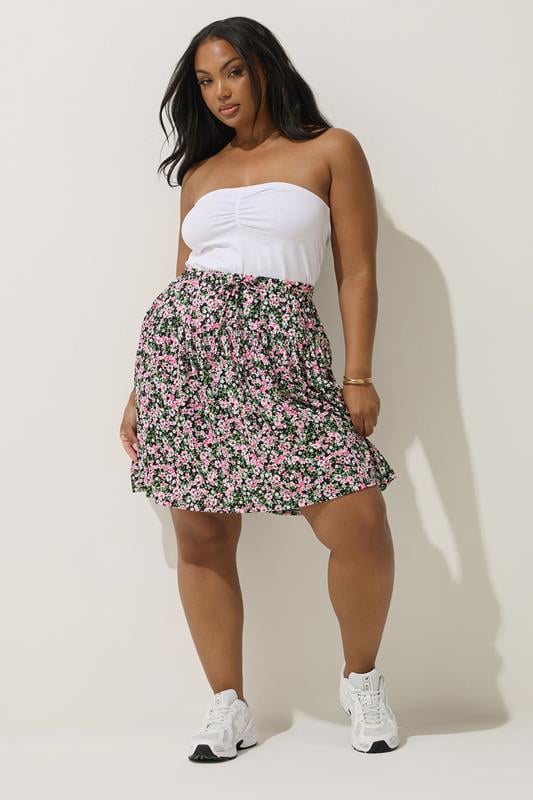 Evans LIMITED COLLECTION Curve Black Floral Print Mini Skirt