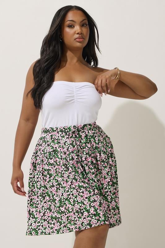 evans LIMITED COLLECTION Curve Black Floral Print Mini Skirt