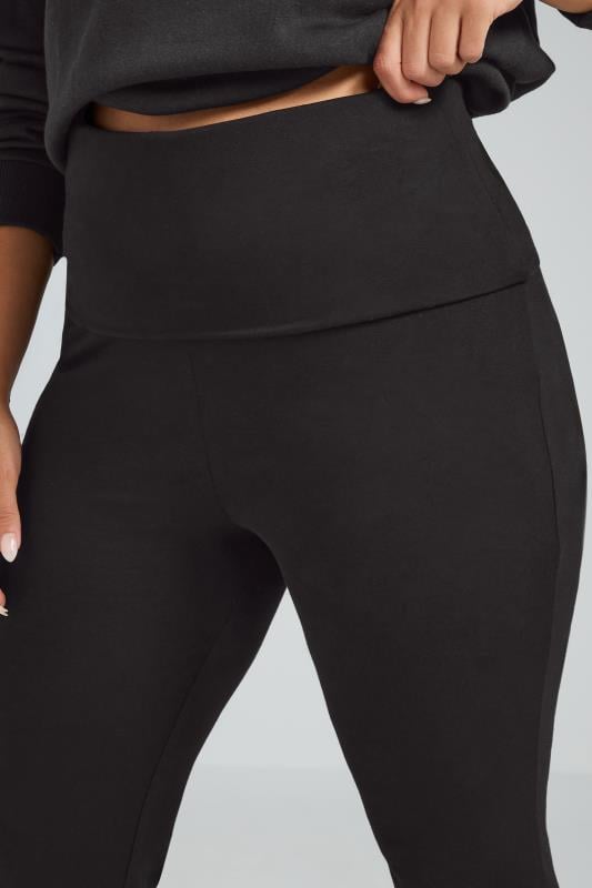 Evans LIMITED COLLECTION Curve Black Fold Over Kick Flare Leggings