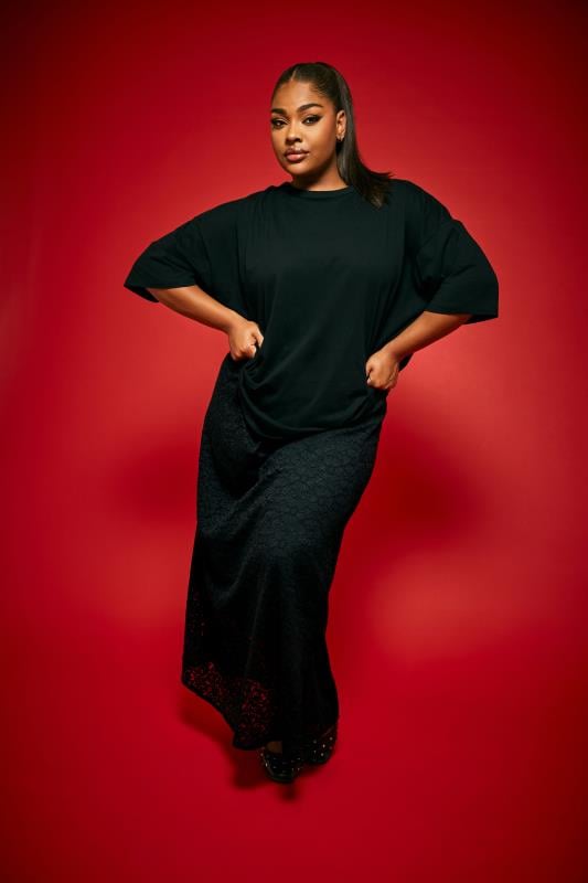 Evans LIMITED COLLECTION Curve Black Lace Maxi Skirt