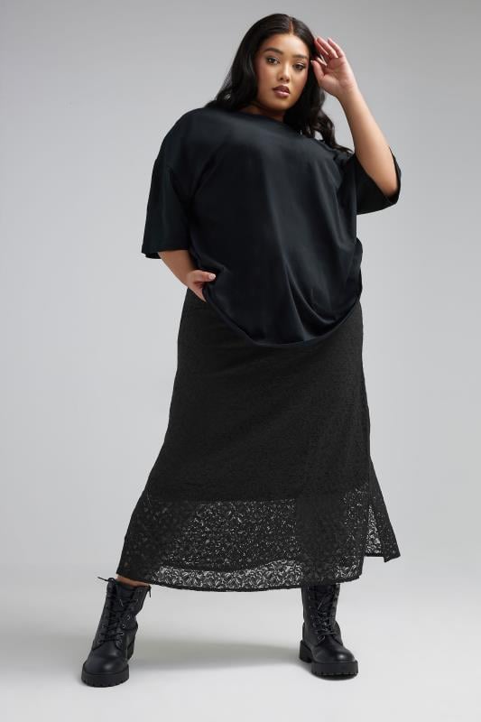 evans LIMITED COLLECTION Curve Black Lace Maxi Skirt