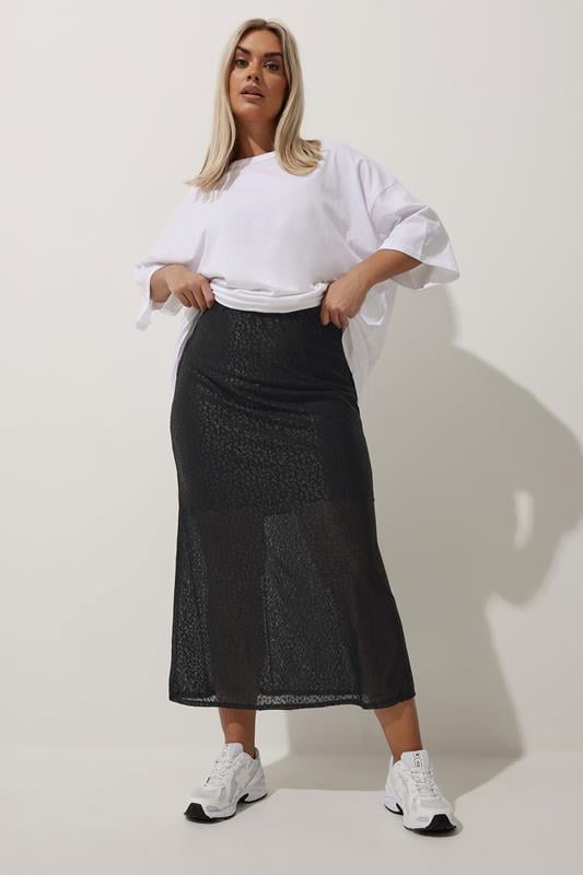 Evans LIMITED COLLECTION Curve Black Leopard Print Maxi Skirt