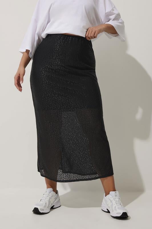evans LIMITED COLLECTION Curve Black Leopard Print Maxi Skirt