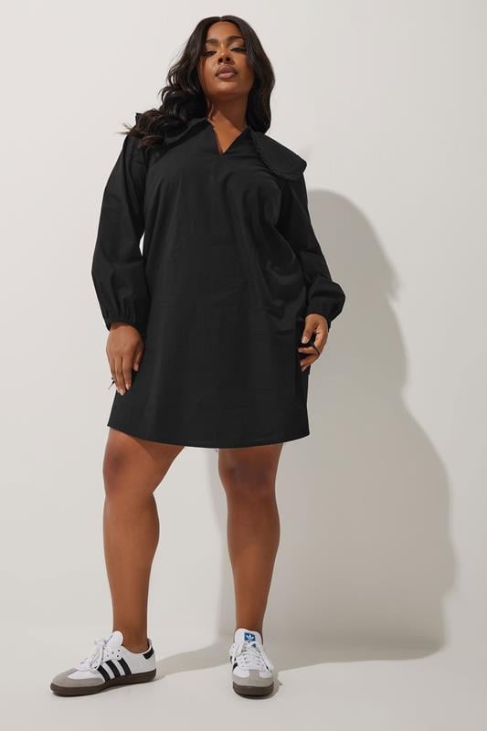 Evans LIMITED COLLECTION Curve Black Oversized Collar Mini Dress