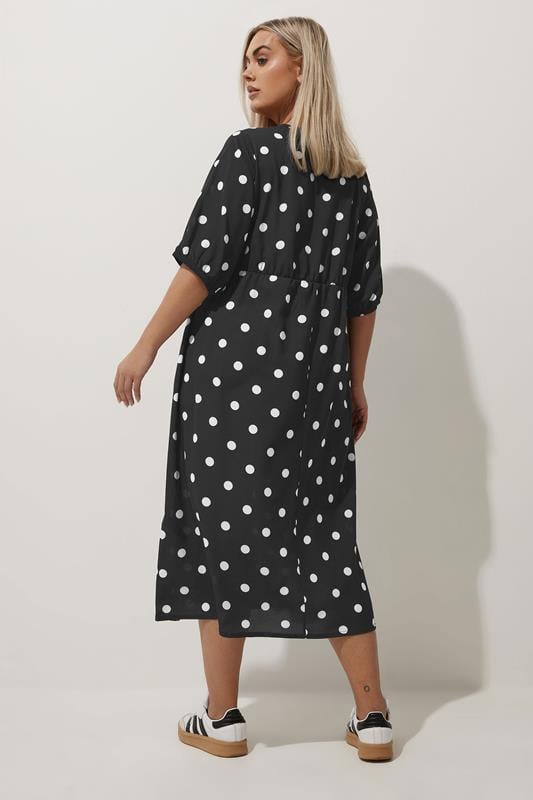 Evans LIMITED COLLECTION Curve Black Polka Dot Collared Dress