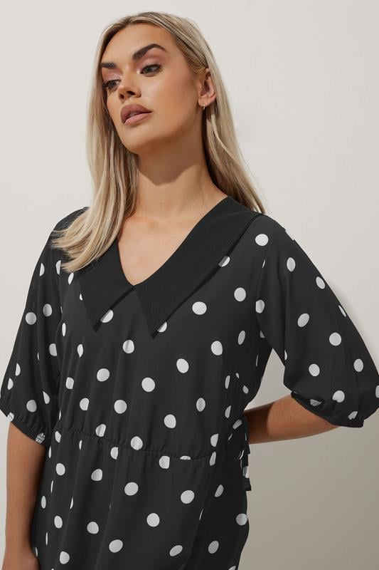 Evans LIMITED COLLECTION Curve Black Polka Dot Collared Dress