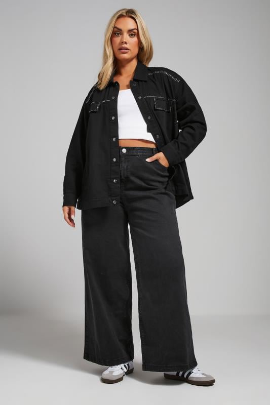 Evans LIMITED COLLECTION Curve Black Stud Embellished Shacket