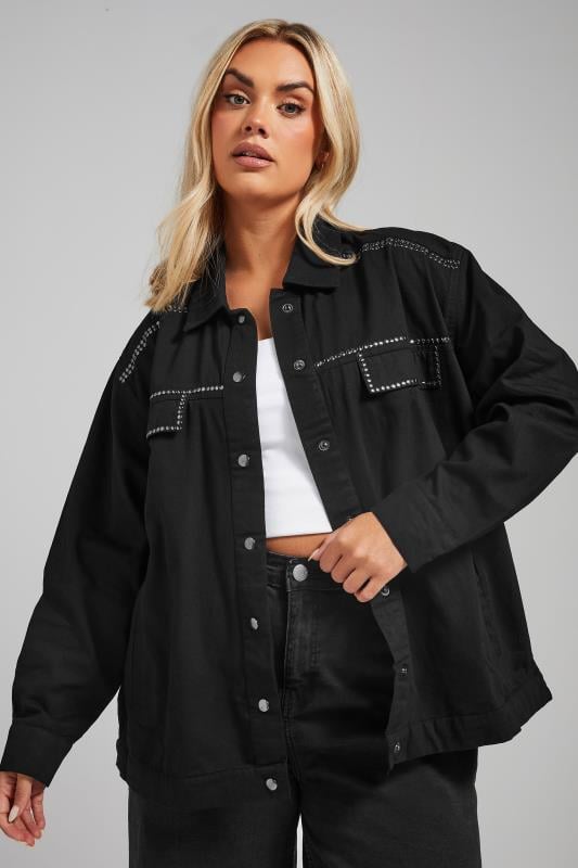 evans LIMITED COLLECTION Curve Black Stud Embellished Shacket