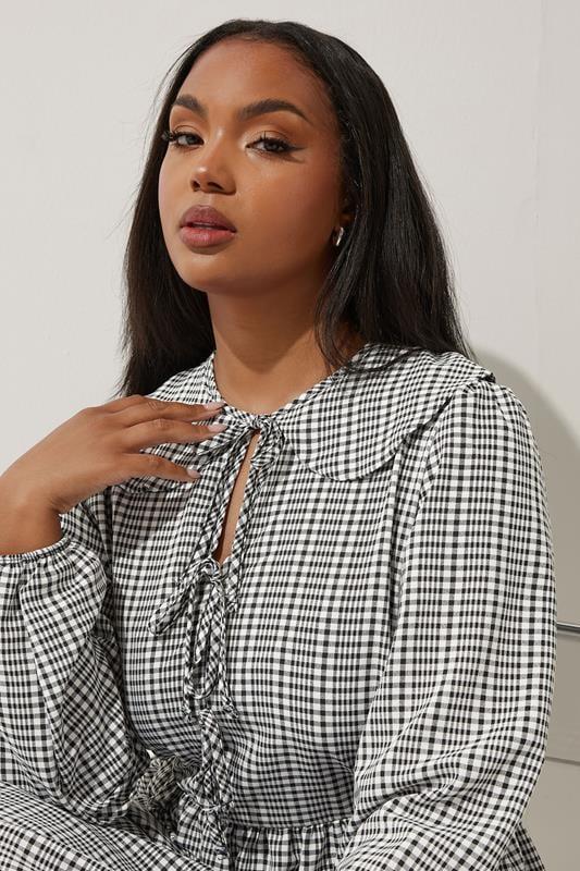 Evans LIMITED COLLECTION Curve Black & White Gingham Collared Dress