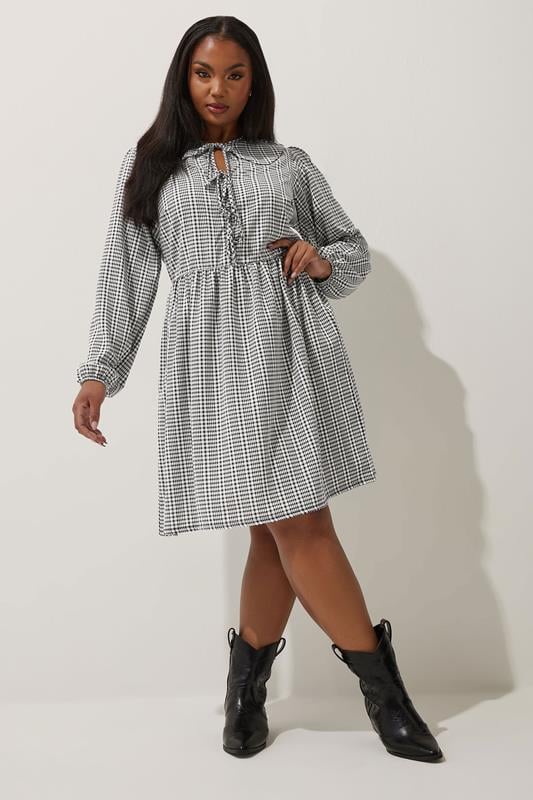 evans LIMITED COLLECTION Curve Black & White Gingham Collared Dress