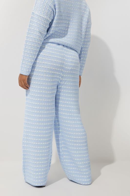 Evans LIMITED COLLECTION Curve Blue Boucle Wide Leg Trousers